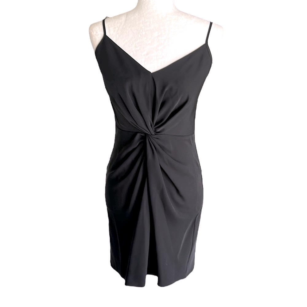 Amanda Uprichard Black Twist Knotted Ruched Front Mini Dress - S